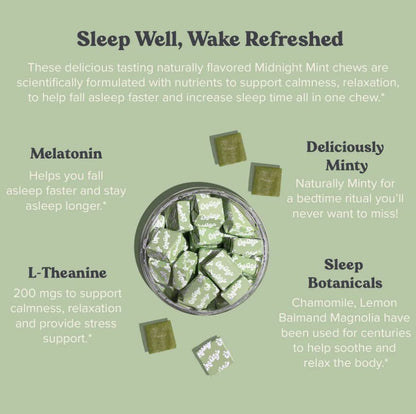Chewsy Peaceful Sleep Chews – Sleep Support with 3 mg Melatonin, 200 mg L-Theanine