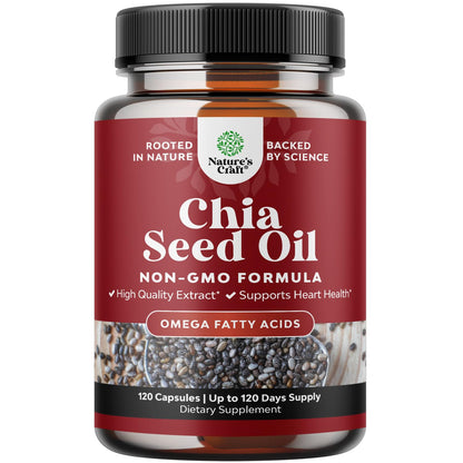 Chia Seed Oil Capsules – Plant-Based Omega 3-6-9 for Heart Health & Digestive Support