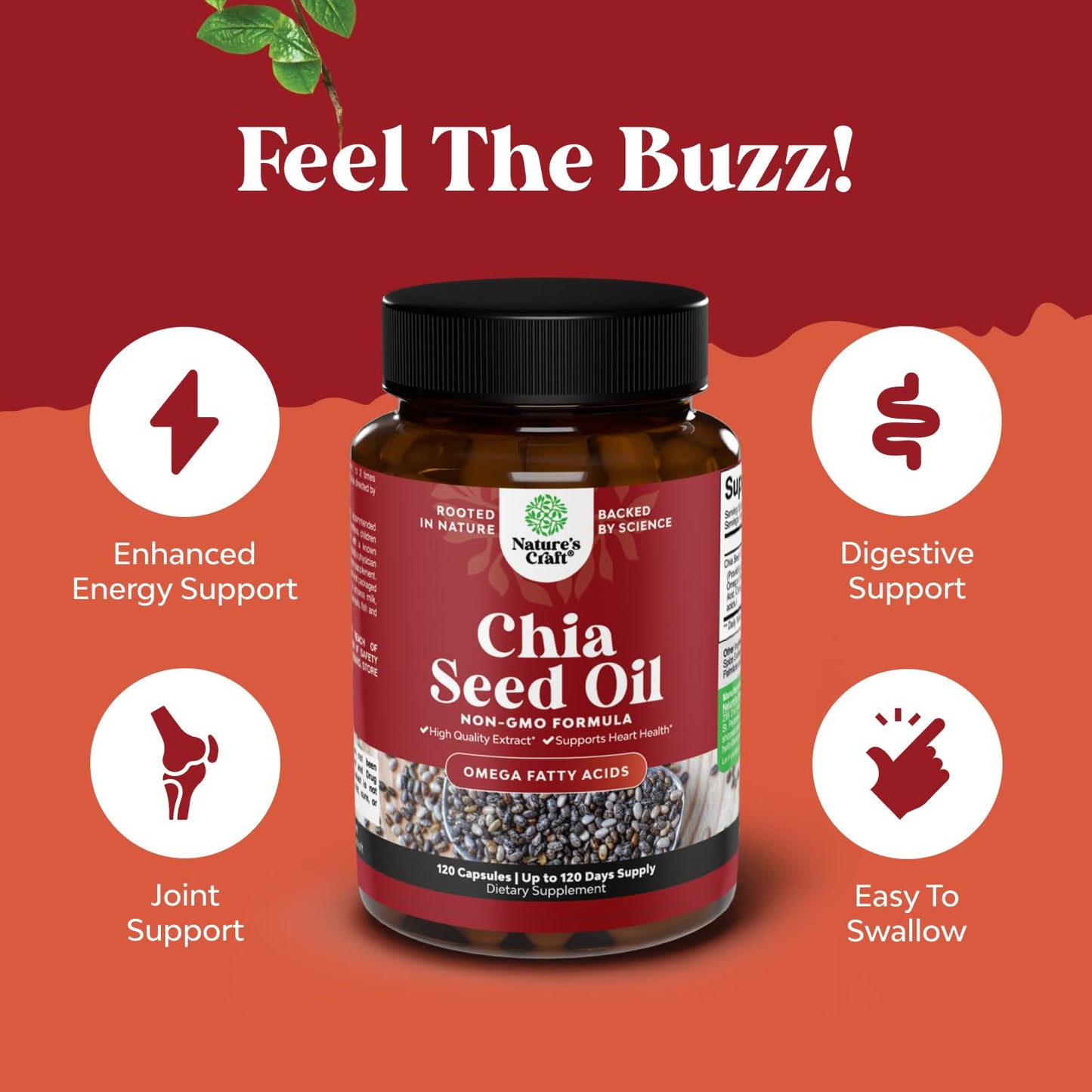 Chia Seed Oil Capsules – Plant-Based Omega 3-6-9 for Heart Health & Digestive Support