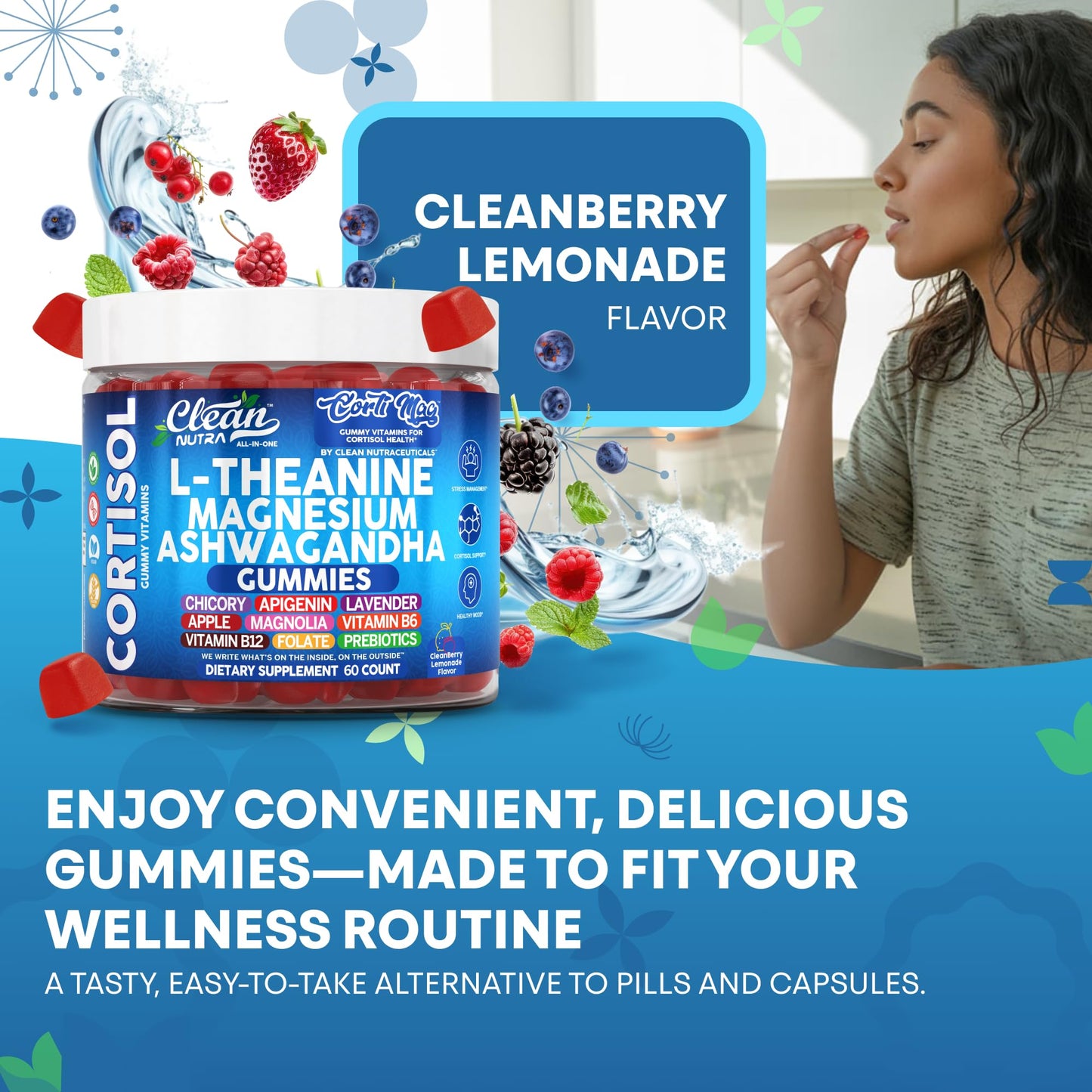 Clean Nutra Cortisol Gummies – L-Theanine, Magnesium & Ashwagandha