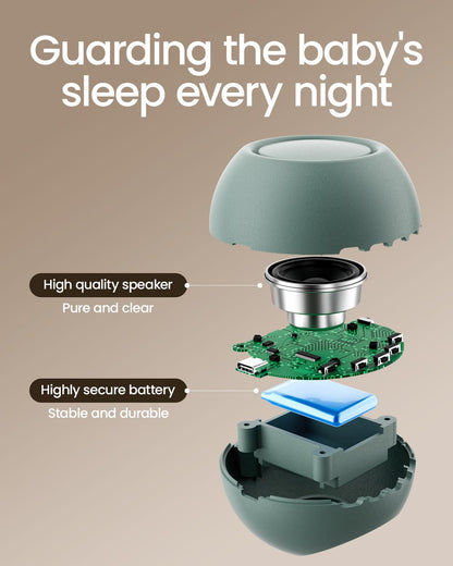 CHICWAY Portable White Noise Machine with AI Cry Detection – 18 Soothing Sounds, Night Light & Bluetooth Rechargeable (Cyan)