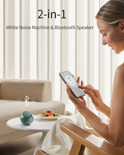 CHICWAY Portable White Noise Machine with AI Cry Detection – 18 Soothing Sounds, Night Light & Bluetooth Rechargeable (Cyan)