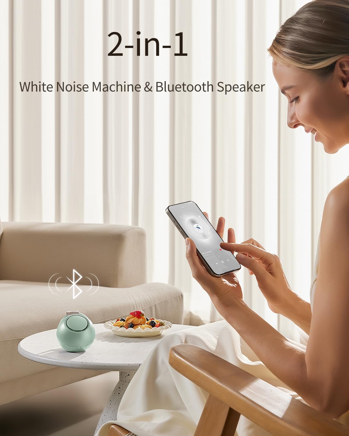 CHICWAY Portable White Noise Machine with AI Cry Detection — 18 Soothing Sounds