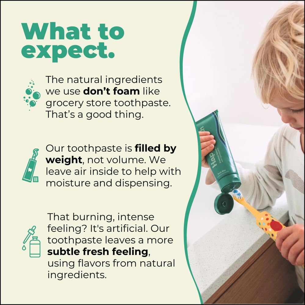 Happy Tooth Hydroxyapatite Toothpaste – Fluoride Free, Lemon Twist, 3.4 oz | For Kids, Toddlers & Adults