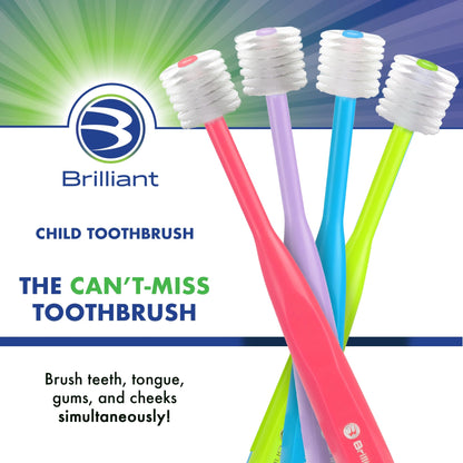 Brilliant Oral Care Child Toothbrush – Soft Bristles, Round Head | Ages 2-5 | Lime