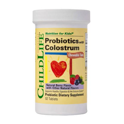 ChildBiotics for Kids with Colostrum – Gluten Free Probiotics (92 Tablets) | Natural Berry