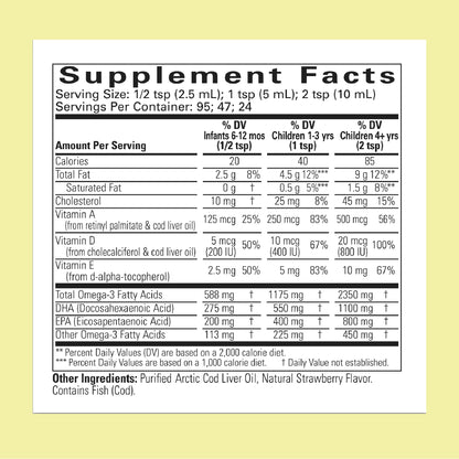 CHILDLIFE Essentials Cod Liver Oil for Kids - Strawberry, 8 fl oz | DHA & EPA Omega-3