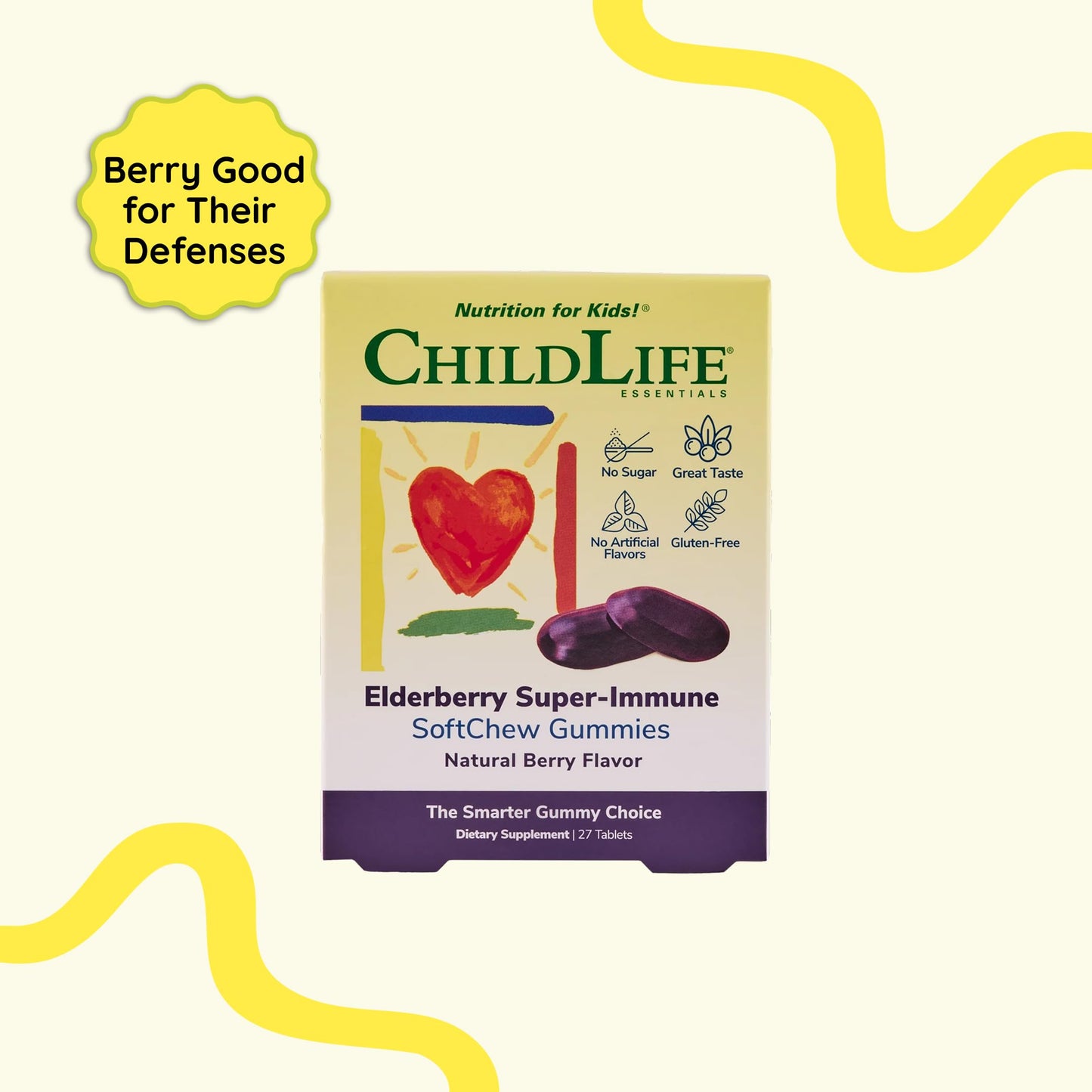 CHILDLIFE ESSENTIALS Elderberry Gummies for Kids – Immune Support with Vitamin C & D3 (Berry)