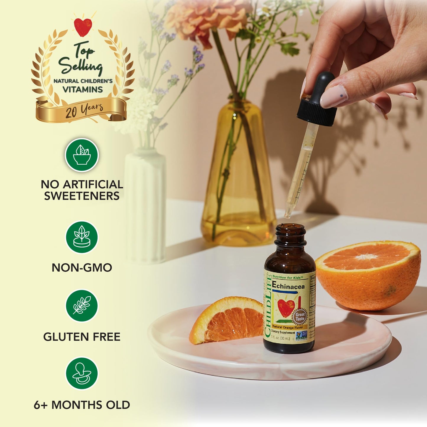 ChildLife Essentials Echinacea for Kids – Alcohol-Free Immune Support Drops (Orange) - 2 x 1 oz