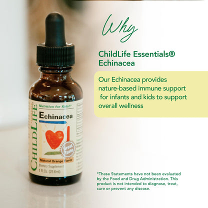 ChildLife Essentials Echinacea for Kids – Alcohol-Free Immune Support Drops (Orange) - 2 x 1 oz