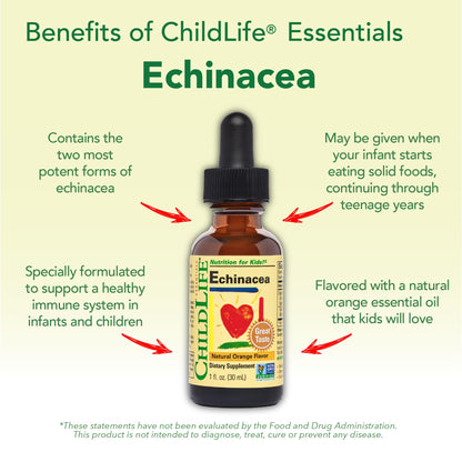 CHILDLIFE ESSENTIALS Echinacea for Kids – Alcohol-Free Immune Drops (Babies–Teens)
