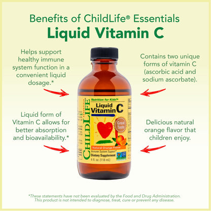 CHILDLIFE ESSENTIALS Immune Support 4-Pack – Liquid Vitamins for Kids, Infants & Toddlers (D3, C, First Defense, Echinacea)