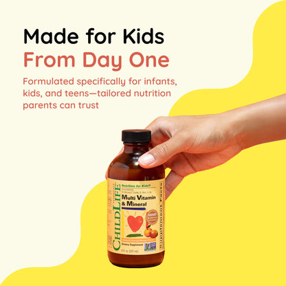 CHILDLIFE ESSENTIALS Kids Multivitamin & Mineral – Liquid Vitamin for Kids, Orange & Mango, 8 oz