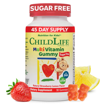 CHILDLIFE ESSENTIALS Multivitamin Gummies for Kids – Sugar Free, DHA & Lutein | 90 Count