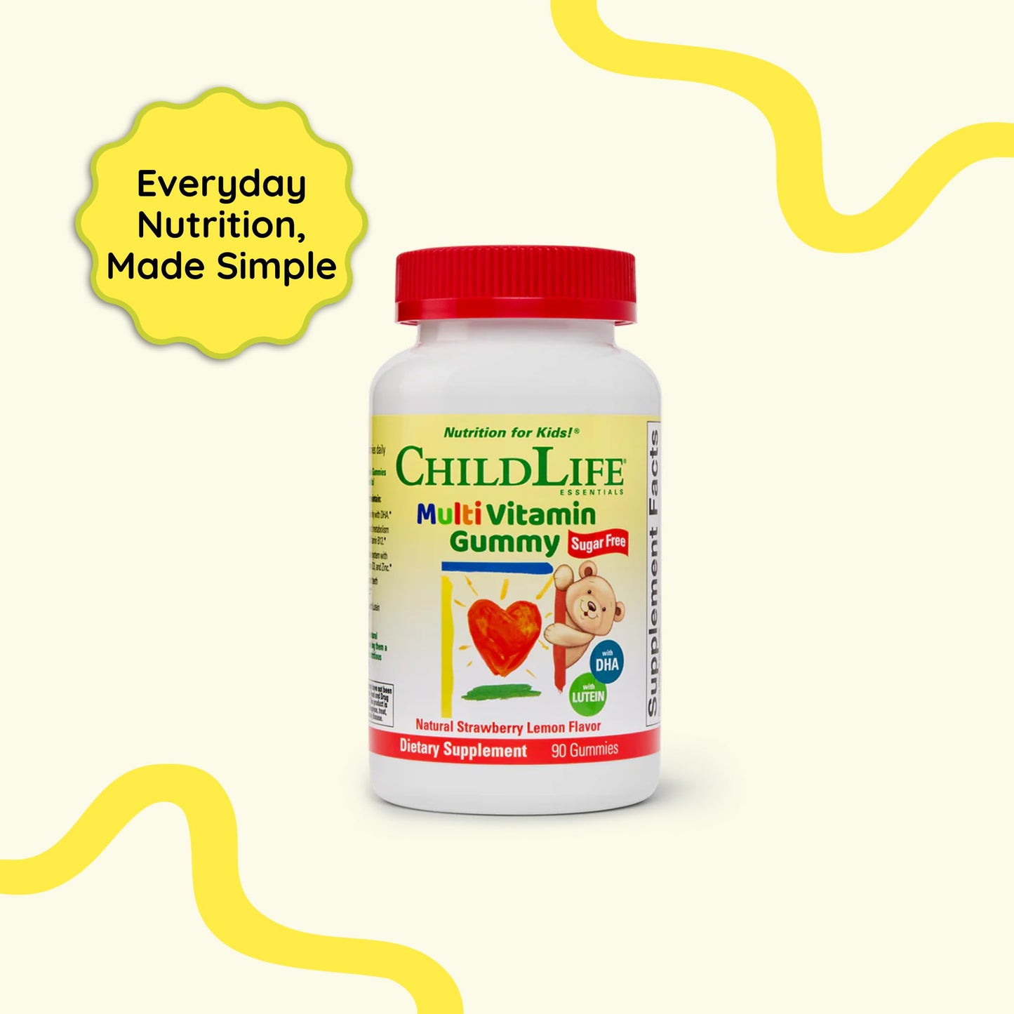 CHILDLIFE ESSENTIALS Multivitamin Gummies for Kids – Sugar Free, DHA & Lutein | 90 Count