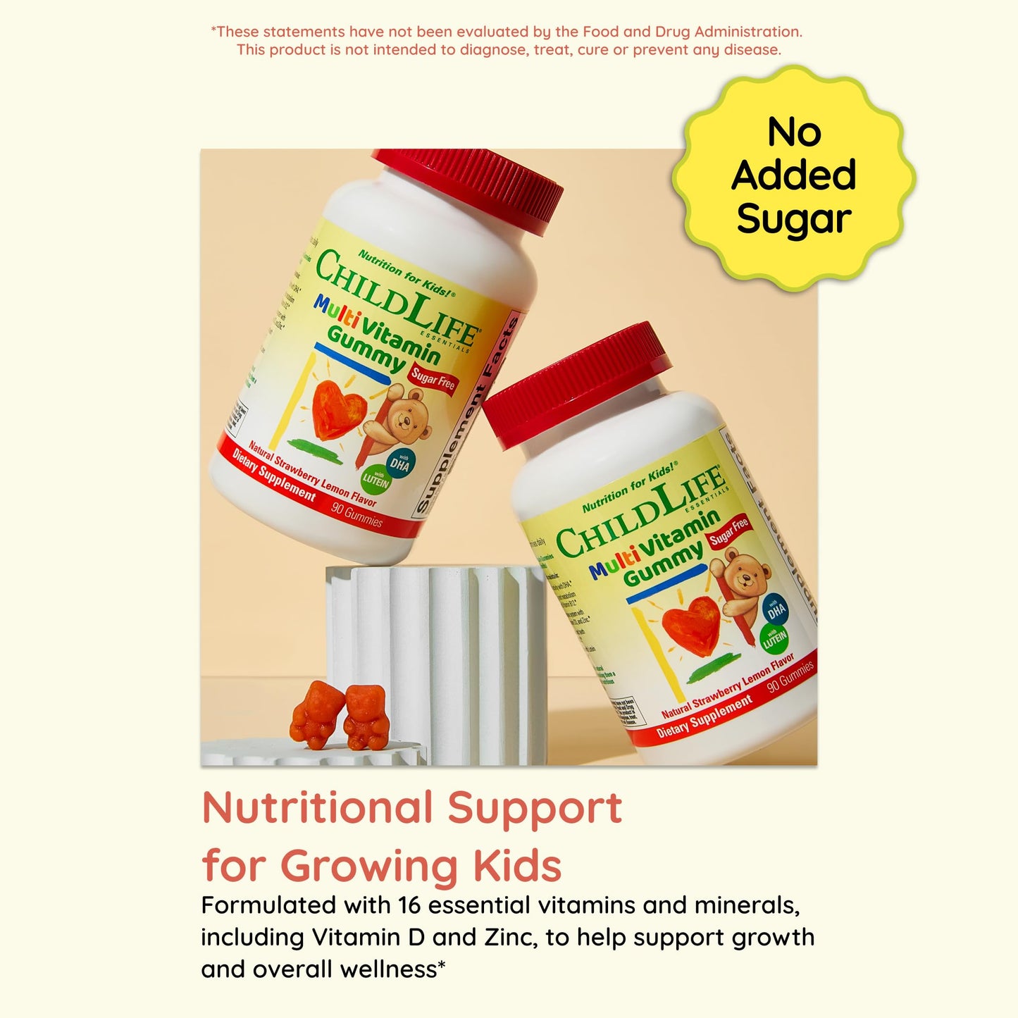 CHILDLIFE ESSENTIALS Multivitamin Gummies for Kids – Sugar Free, DHA & Lutein | 90 Count