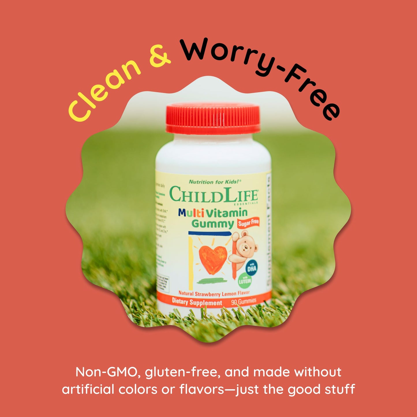 CHILDLIFE ESSENTIALS Multivitamin Gummies for Kids – Sugar Free, DHA & Lutein | 90 Count