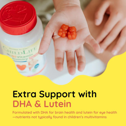 CHILDLIFE ESSENTIALS Multivitamin Gummies for Kids – Sugar Free, DHA & Lutein | 90 Count