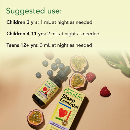 CHILDLIFE ESSENTIALS Sleep Essential - Melatonin-Free Kids Sleep Drops (Berry, 2 oz)