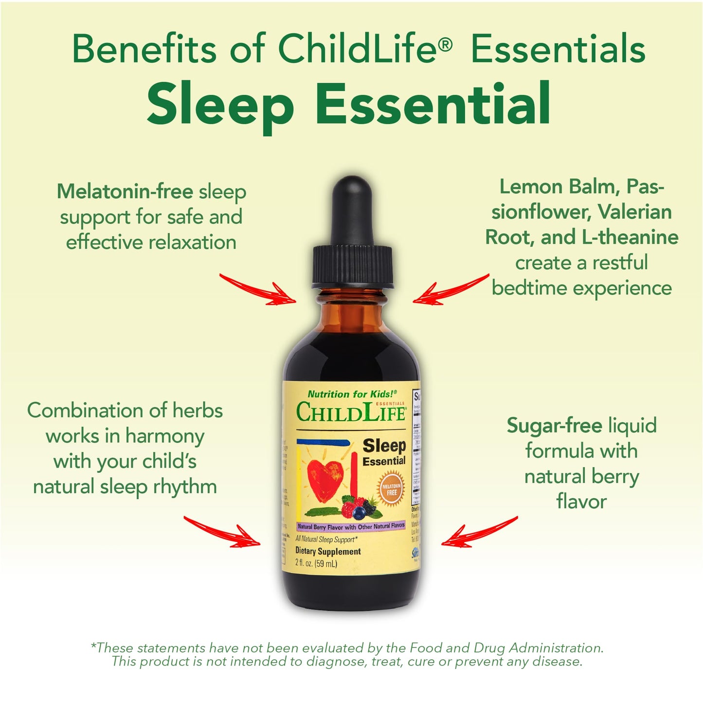 CHILDLIFE ESSENTIALS Sleep Essential - Melatonin-Free Kids Sleep Drops (Berry, 2 oz)