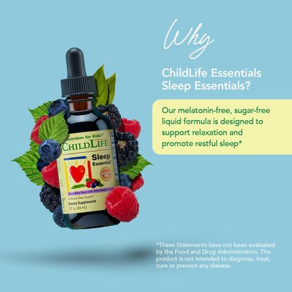 CHILDLIFE ESSENTIALS Sleep Essential - Melatonin-Free Kids Sleep Drops (Berry, 2 oz)