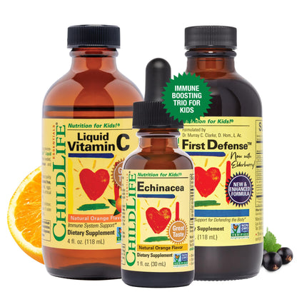 CHILDLIFE ESSENTIALS Immune Support 3-Pack - Vitamin C, First Defense & Echinacea for Kids