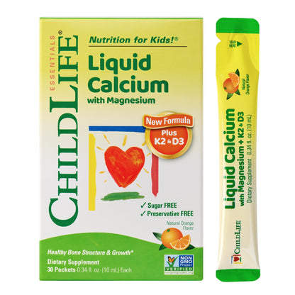 ChildLife Essentials Liquid Calcium for Kids – On-The-Go, Orange Flavor