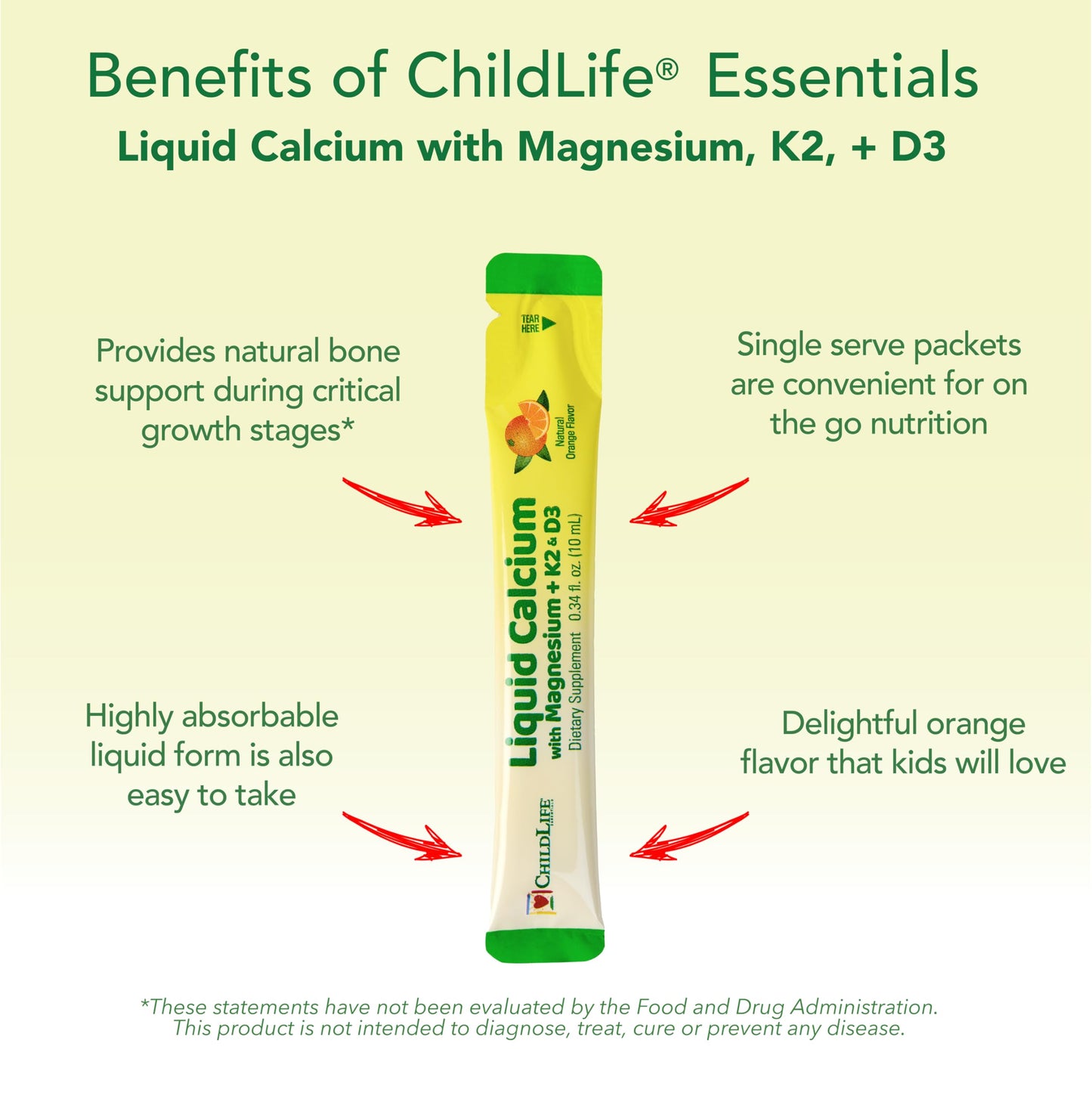 ChildLife Essentials Liquid Calcium for Kids – On-The-Go, Orange Flavor