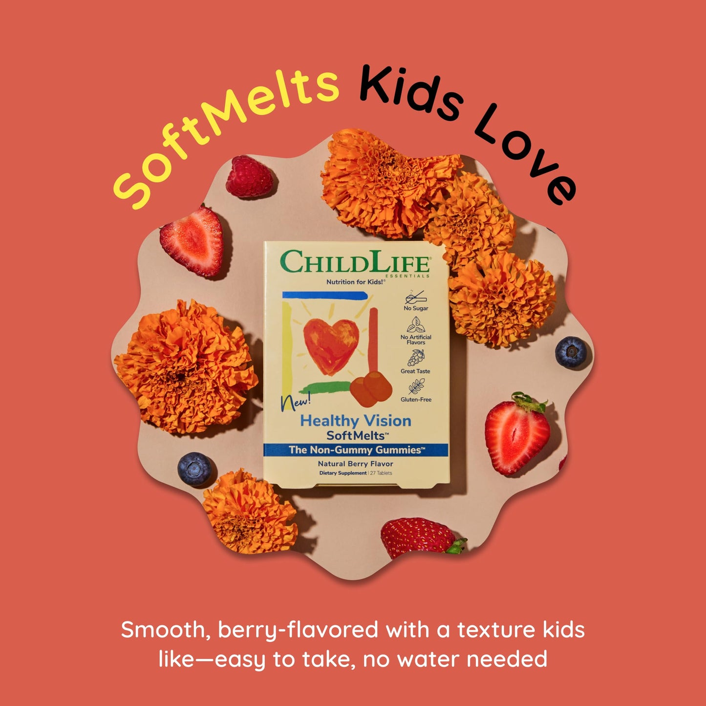 CHILDLIFE ESSENTIALS Healthy Vision SoftMelt Gummies for Kids – Lutein & Zeaxanthin (27 Tablets)