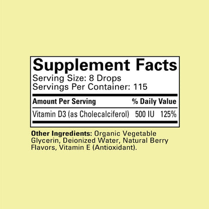 ChildLife Essentials Vitamin D3 Drops for Kids – 500 IU/Drop, 1oz Berry, 3-Pack