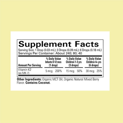 CHILDLIFE Organic Vitamin K2 Drops for Infants & Kids – Berry Flavor 0.25oz