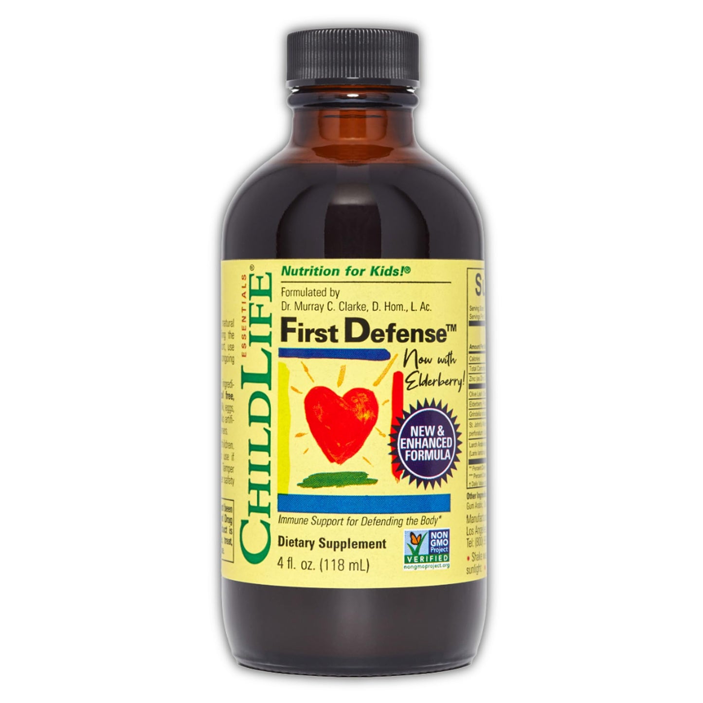 CHILDLIFE ESSENTIALS First Defense - Kids Immune Support with Elderberry & Zinc | Non-GMO, Gluten Free - 4 oz