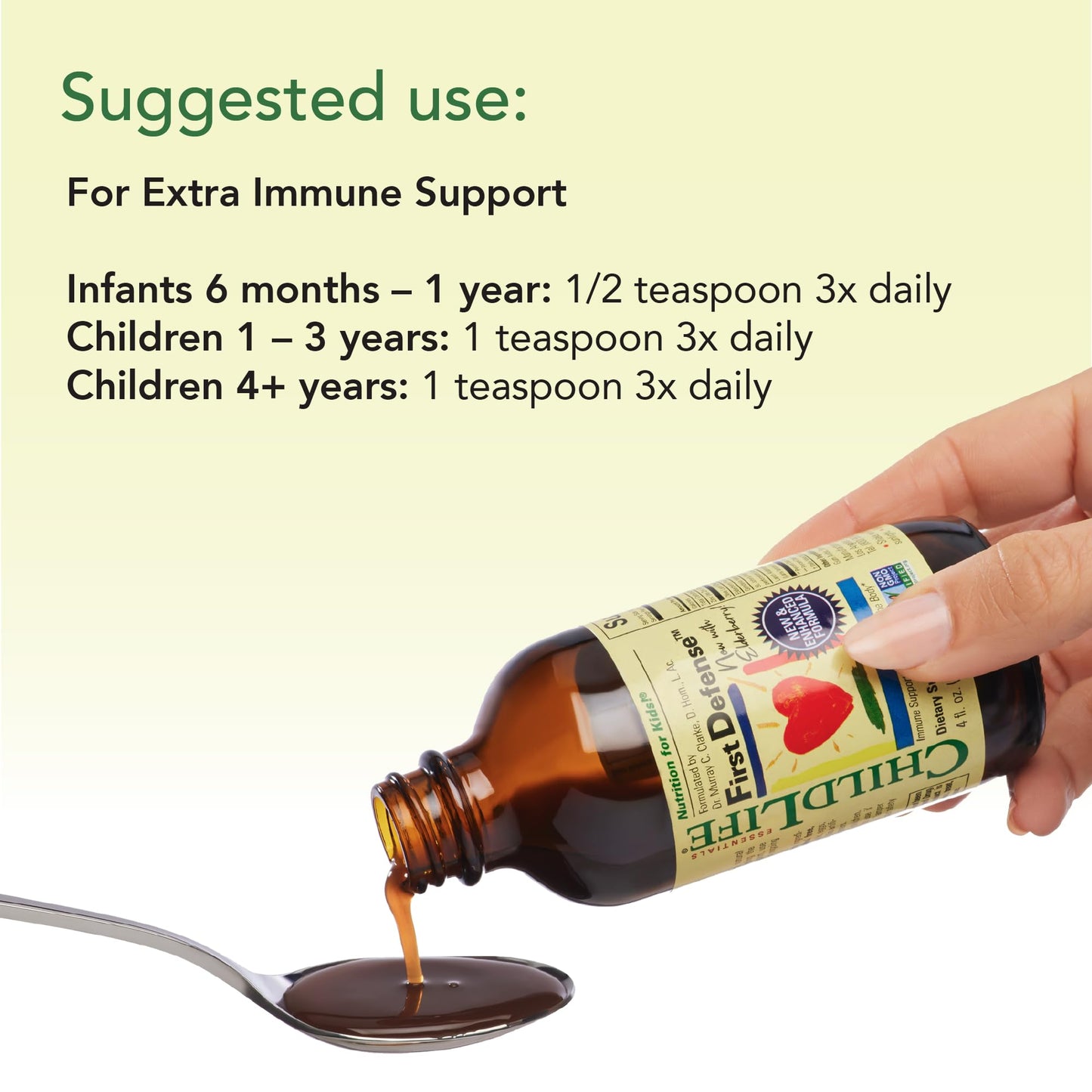 CHILDLIFE ESSENTIALS First Defense - Kids Immune Support with Elderberry & Zinc | Non-GMO, Gluten Free - 4 oz
