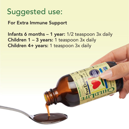 CHILDLIFE ESSENTIALS First Defense - Kids Immune Support with Elderberry & Zinc | Non-GMO, Gluten Free - 4 oz