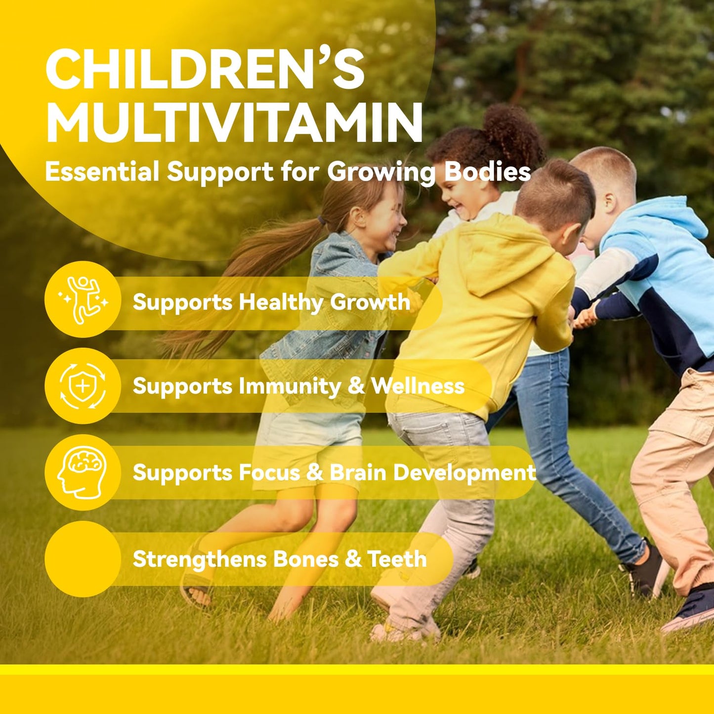 Children's Chewable Multivitamin – 18 Essential Vitamins & Minerals for Kids | 200 Chewables | Vegetarian, Gluten Free, Non-GMO