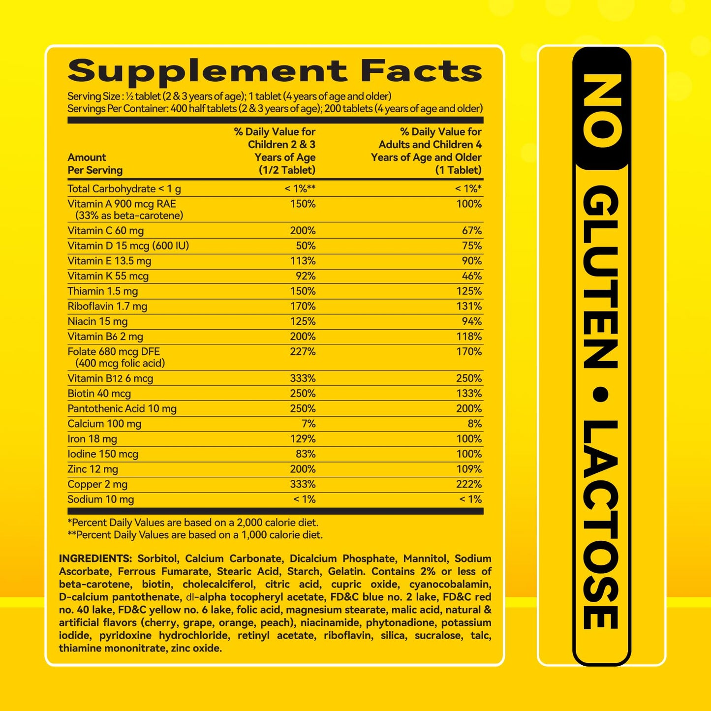Children's Chewable Multivitamin – 18 Essential Vitamins & Minerals for Kids | 200 Chewables | Vegetarian, Gluten Free, Non-GMO