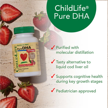 CHILDLIFE ESSENTIALS Pure DHA for Kids – DHA EPA Omega-3 for Brain Health (Pack of 3, 90 Softgels)