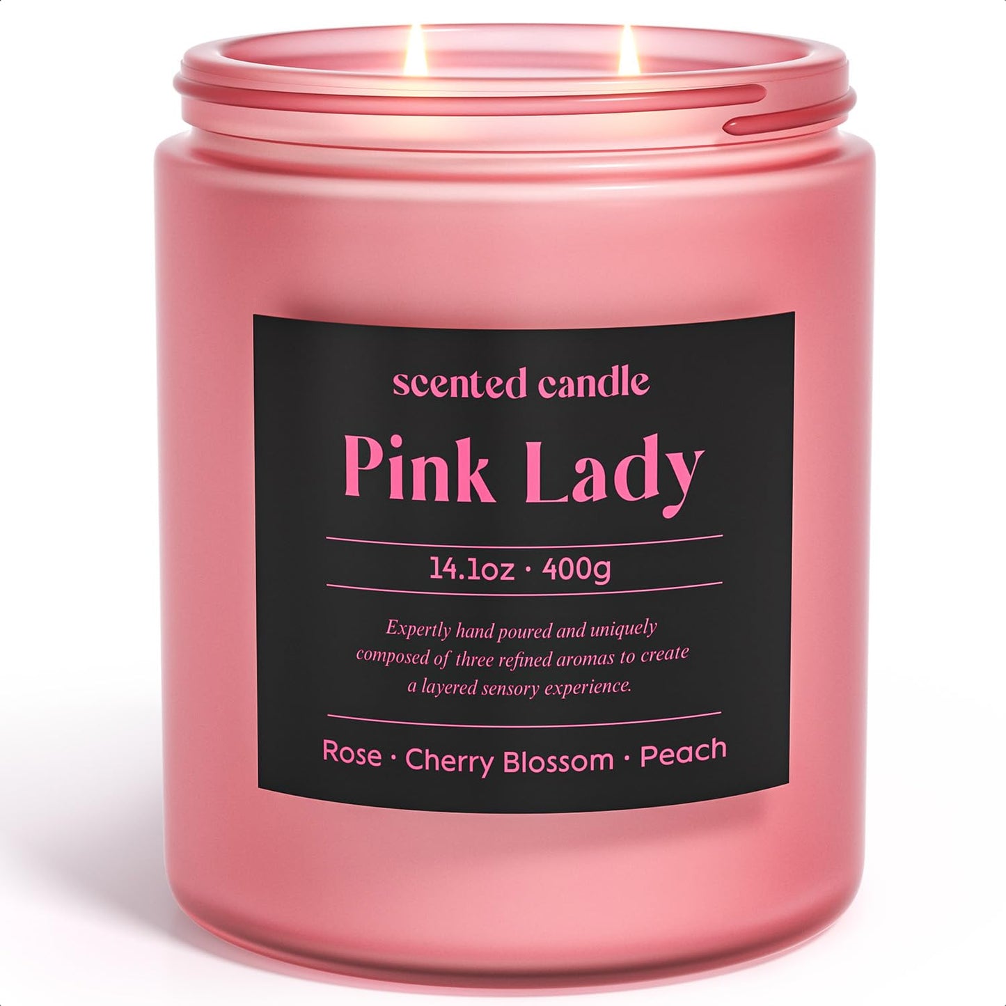CHILLFLAME 14.1 oz Scented Candle – Rose, Cherry Blossom & Peach | Dual-Wick