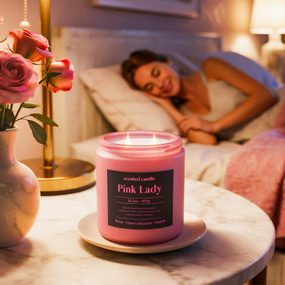 CHILLFLAME 14.1 oz Scented Candle – Rose, Cherry Blossom & Peach | Dual-Wick