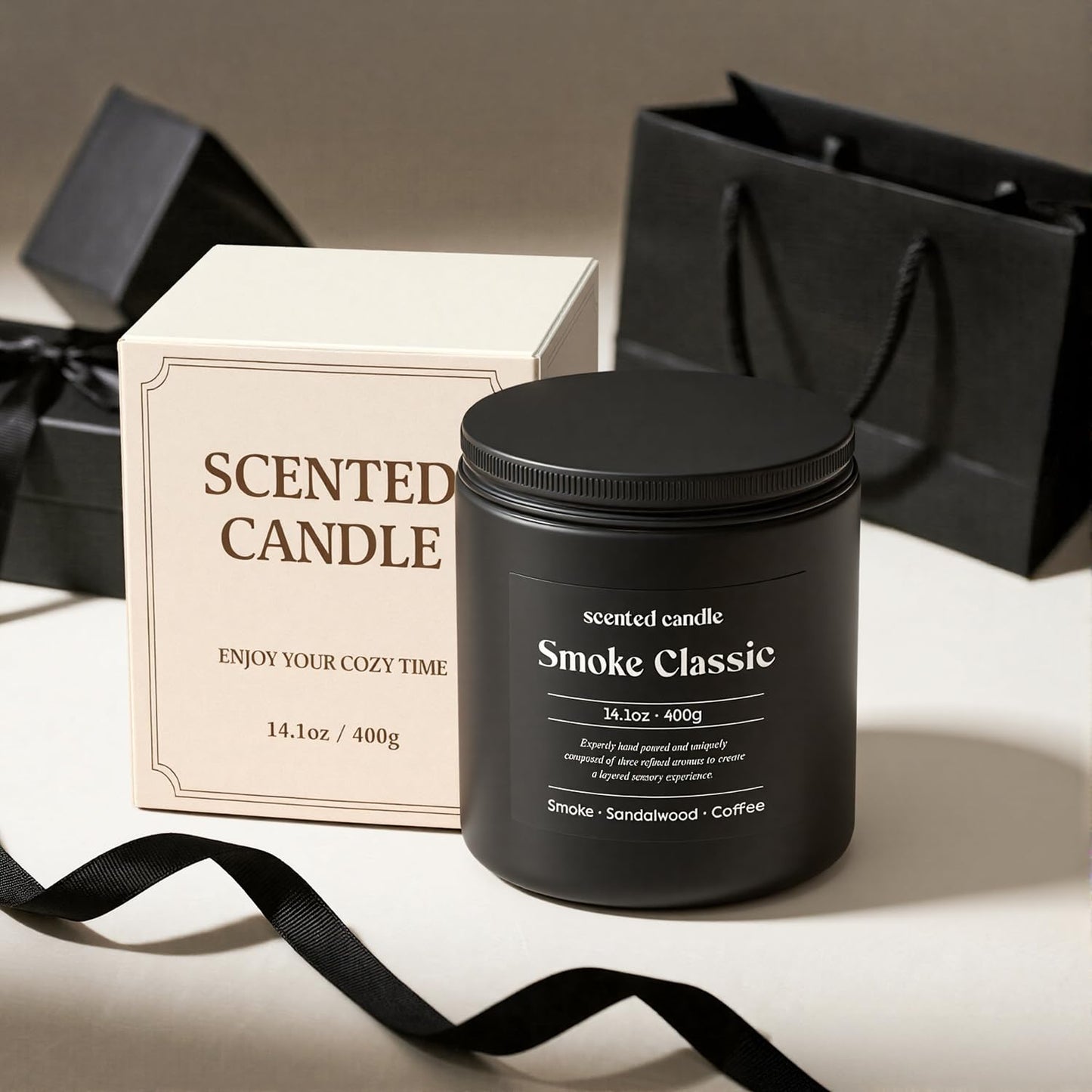 CHILLFLAME Candles for Men - 14.1 oz Dual-Wick Scented Candle with Smoke, Sandalwood & Coffee