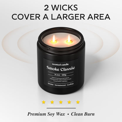 CHILLFLAME Candles for Men - 14.1 oz Dual-Wick Scented Candle with Smoke, Sandalwood & Coffee