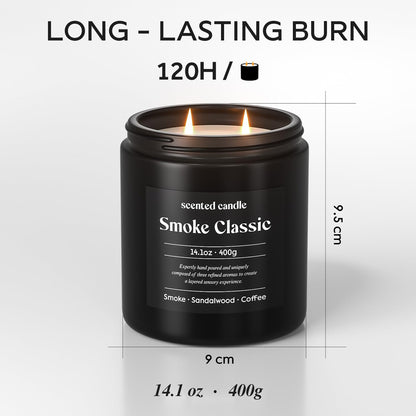 CHILLFLAME Candles for Men - 14.1 oz Dual-Wick Scented Candle with Smoke, Sandalwood & Coffee