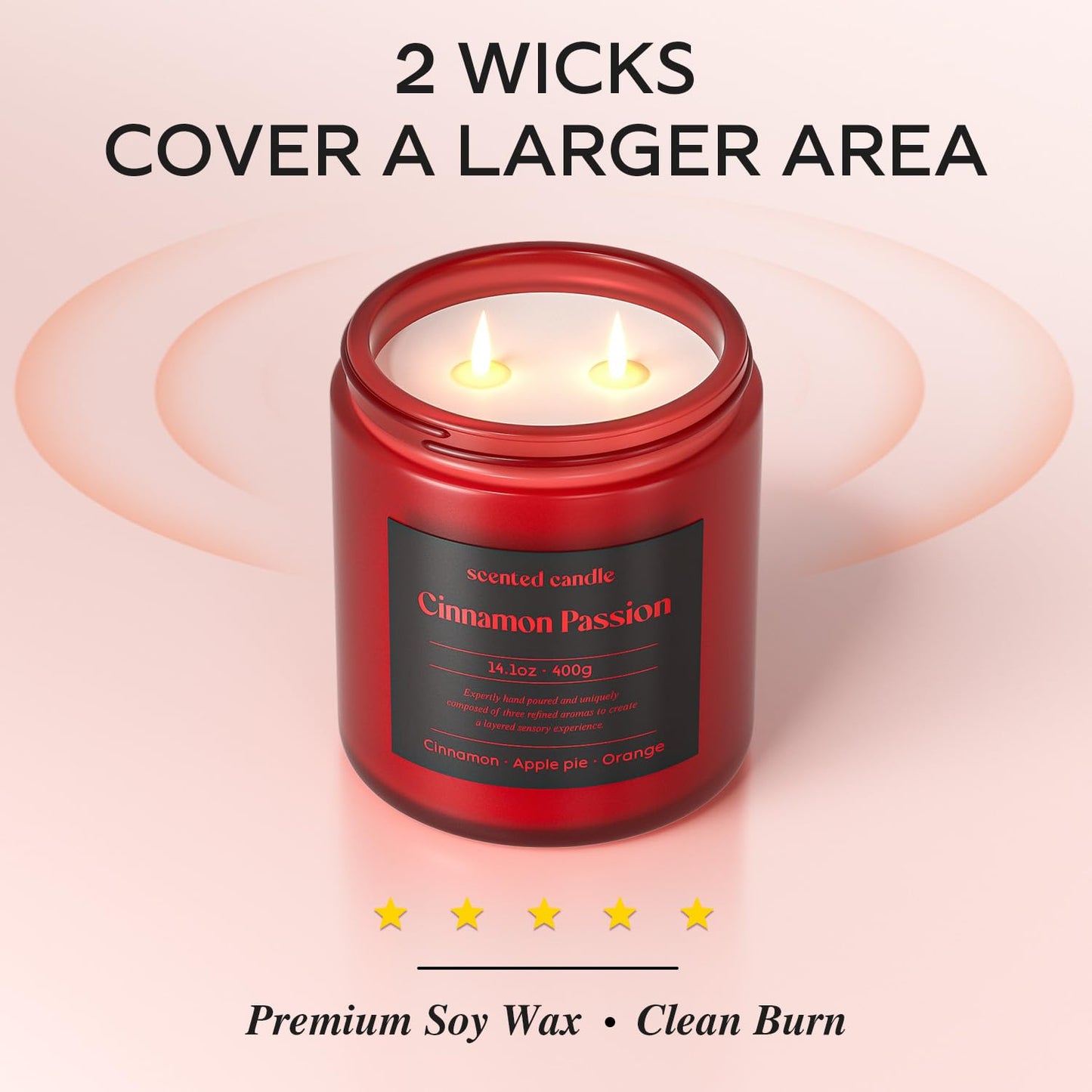 CHILLFLAME Cinnamon Candle 14.1 oz – Dual Wick Fall Scented Candle | Gift for Women & Men