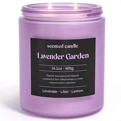CHILLFLAME Lavender Candle – 14.1 oz Two-Wick Aromatherapy (Lavender, Lilac & Lemon)