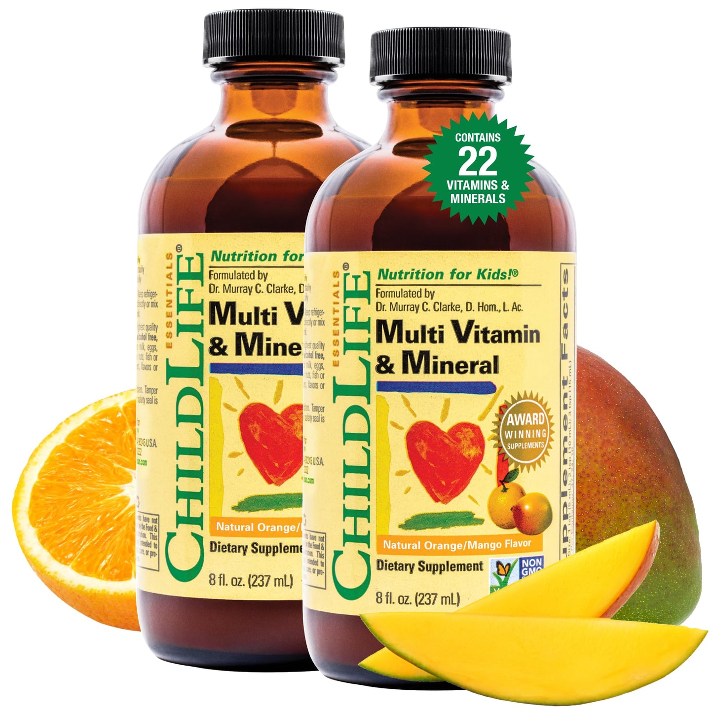 CHILDLIFE Essentials Kids Multivitamin & Mineral – Liquid Vitamin for Kids (Orange Mango, 8 oz, 2 pack)