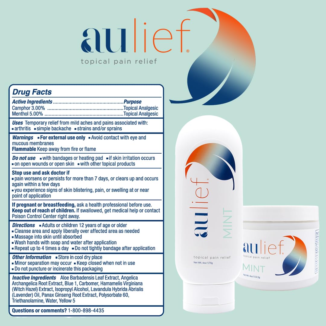 China-Gel Aulief Pain Relief Cream – Arthritis & Muscle Rub (Mint Green Topical Gel, 6 oz Tottle)