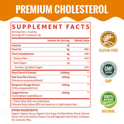 ChiQwench Cholesterol Supplements with 1500 Mg Plant Sterols & Stanols, Cholesterol Support Gummies, Cholesterol Complex Gummies, Maintains Normal Levels, Mixed Berry Flavor, 120 Count