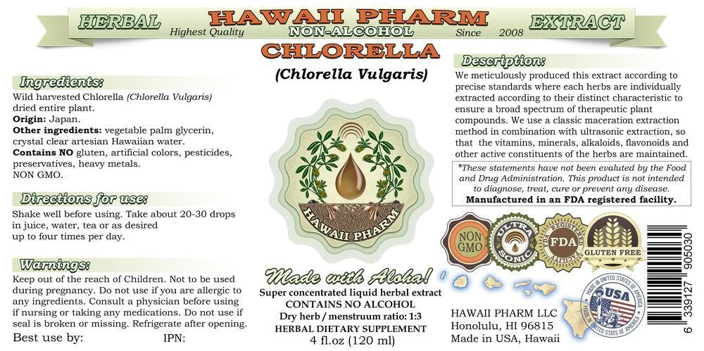Chlorella Alcohol-Free Liquid Extract – Chlorella vulgaris Glycerite, 2 oz | Hawaii Pharm
