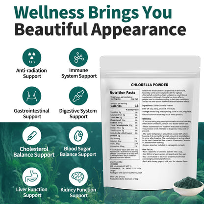 Chlorella Powder Natural 10 oz | Chlorophyll Powder for Immune Support, Liver Function, Vegan Protein & Vitamins