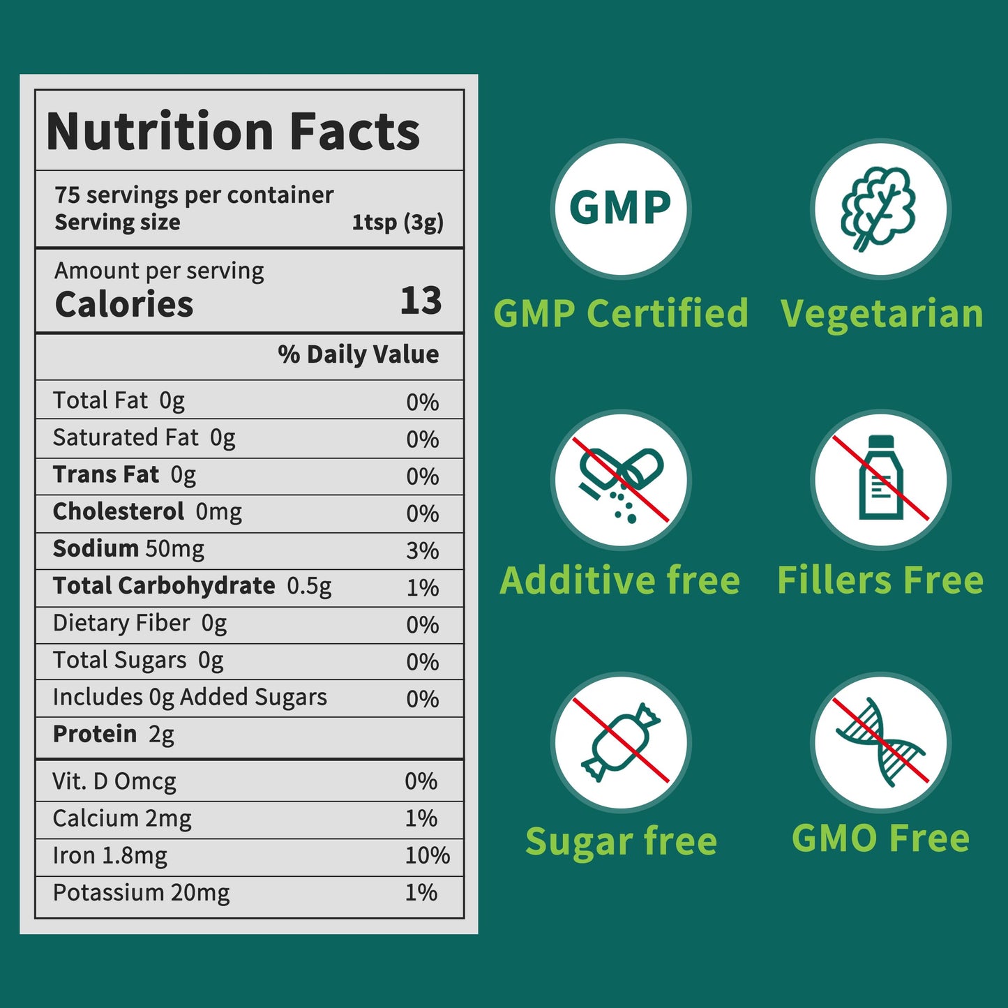 Chlorella Powder Natural – Immune & Liver Support, Vegan Protein, 8 oz